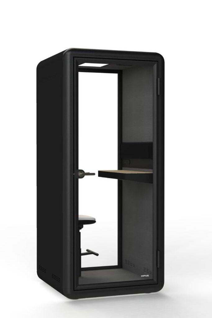 black phone booth office pods